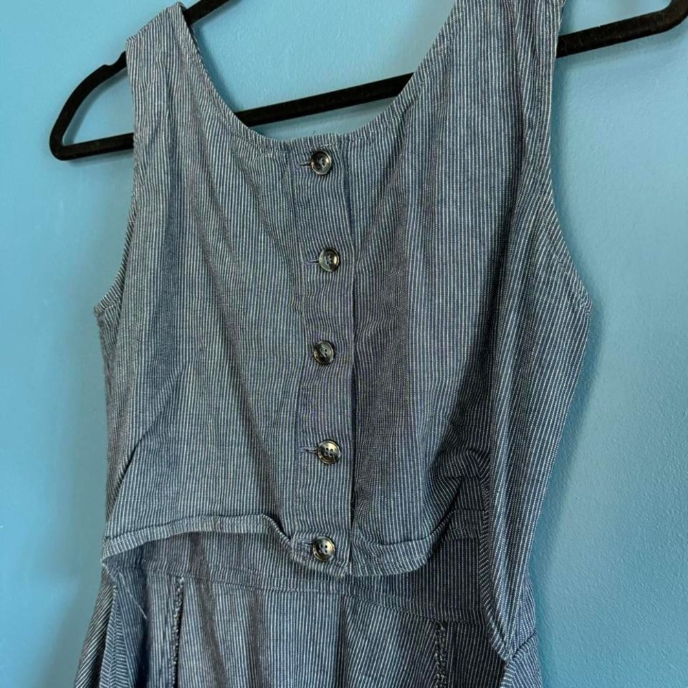 Caron Callahan Dress‎ Women's Size Small Striped Blue White Button Cutout Twee - Picture 3 of 8